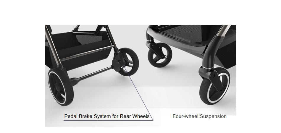Baby Stroller With Pedal Brake System For Rear Wheels Baby Stroller With Pedal Brake System For Rear Wheels